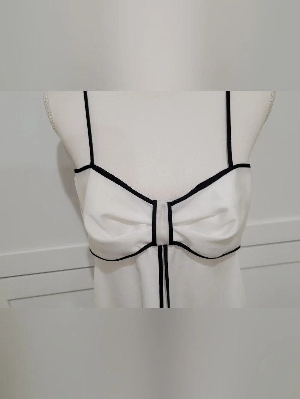 Kate Spade Charmeuse Babydoll Nightie White with Black Trim | Size Medium